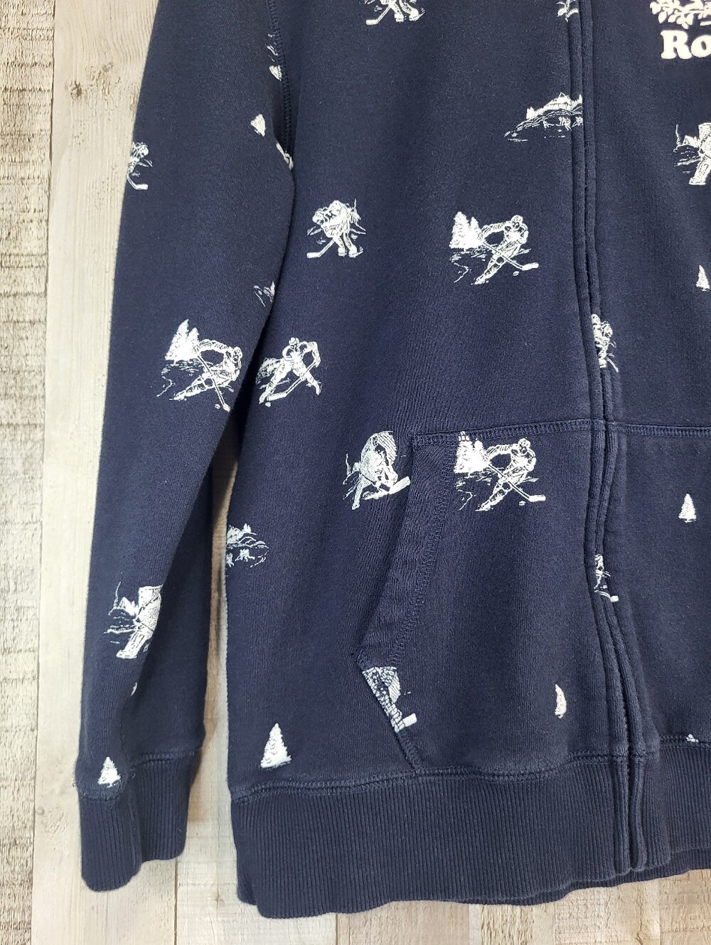 Roots Kids Navy Zip-Up Hoodie with Hockey Print. Size XXL - Picture 3 of 11